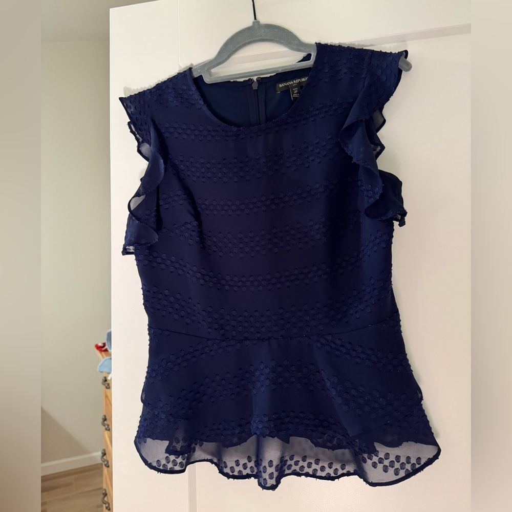 Banana Republic Navy Peplum Top